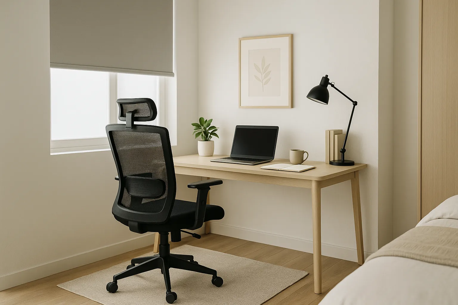 Cadeira secretária ergonômica com rodízios e ajuste de altura para home office