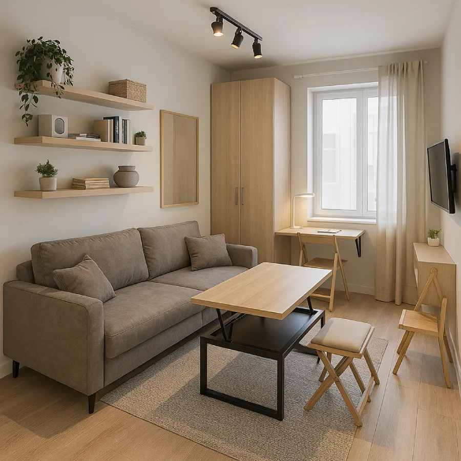 Sala moderna com tons de madeira como inspiração